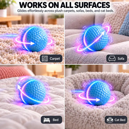 Self-Rolling Smart Cat Teaser Ball Toy - USB Rechargeable Interactive Pet Toy with Lights, 2 Modes, Silicone Dot Texture, Rolls Automatically, Keeps Indoor Cats Active, Single Unit, Ideal Gift (No Redundant Promotions)
