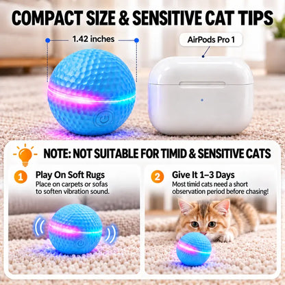Self-Rolling Smart Cat Teaser Ball Toy - USB Rechargeable Interactive Pet Toy with Lights, 2 Modes, Silicone Dot Texture, Rolls Automatically, Keeps Indoor Cats Active, Single Unit, Ideal Gift (No Redundant Promotions)