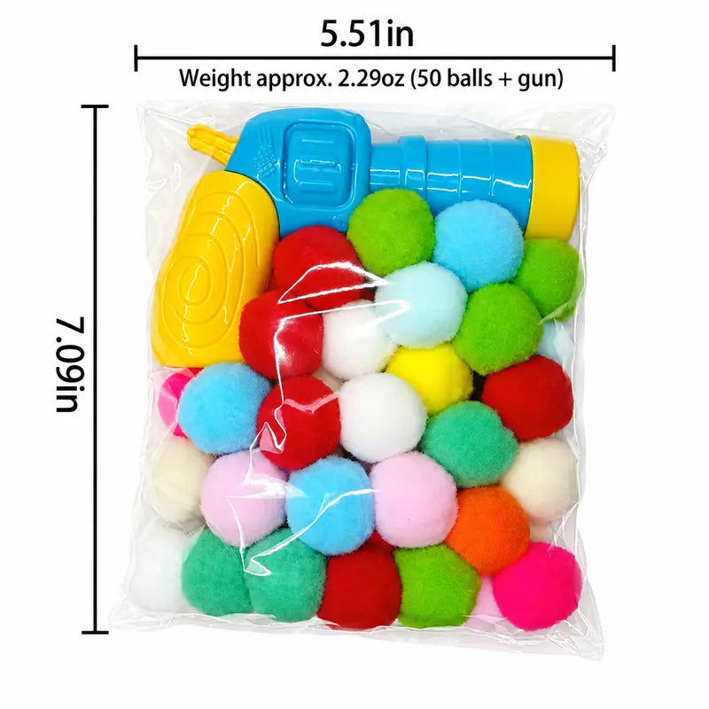 Cat Ball Launcher Toy, Interactive Cat Toys for Indoor Cats, 1 Launcher + 30 Soft Pom Pom Balls, No Batteries Needed, Plush Ball Shooter for Bored Indoor Adult Cats Kittens,Great Cat Lover Gift