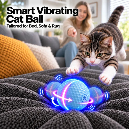 Self-Rolling Smart Cat Teaser Ball Toy - USB Rechargeable Interactive Pet Toy with Lights, 2 Modes, Silicone Dot Texture, Rolls Automatically, Keeps Indoor Cats Active, Single Unit, Ideal Gift (No Redundant Promotions)