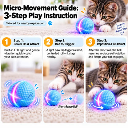 Self-Rolling Smart Cat Teaser Ball Toy - USB Rechargeable Interactive Pet Toy with Lights, 2 Modes, Silicone Dot Texture, Rolls Automatically, Keeps Indoor Cats Active, Single Unit, Ideal Gift (No Redundant Promotions)